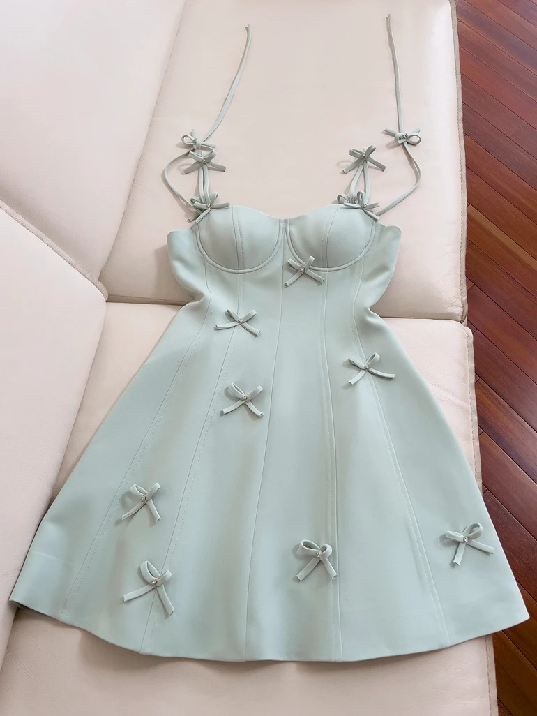 

2024 Новый ремешок с узлом Ele ort Dr DesignedPrinc SyleВысокая талияA-line Подол Подходит для HolidayPar...