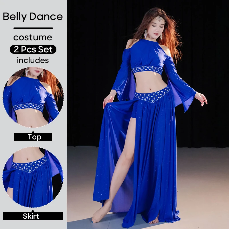 Belly Dance Practice Clothes Set Top and Skirt 2 PCS Set Costumes For Adult Women Performance Clothings Suit Wear Outfit