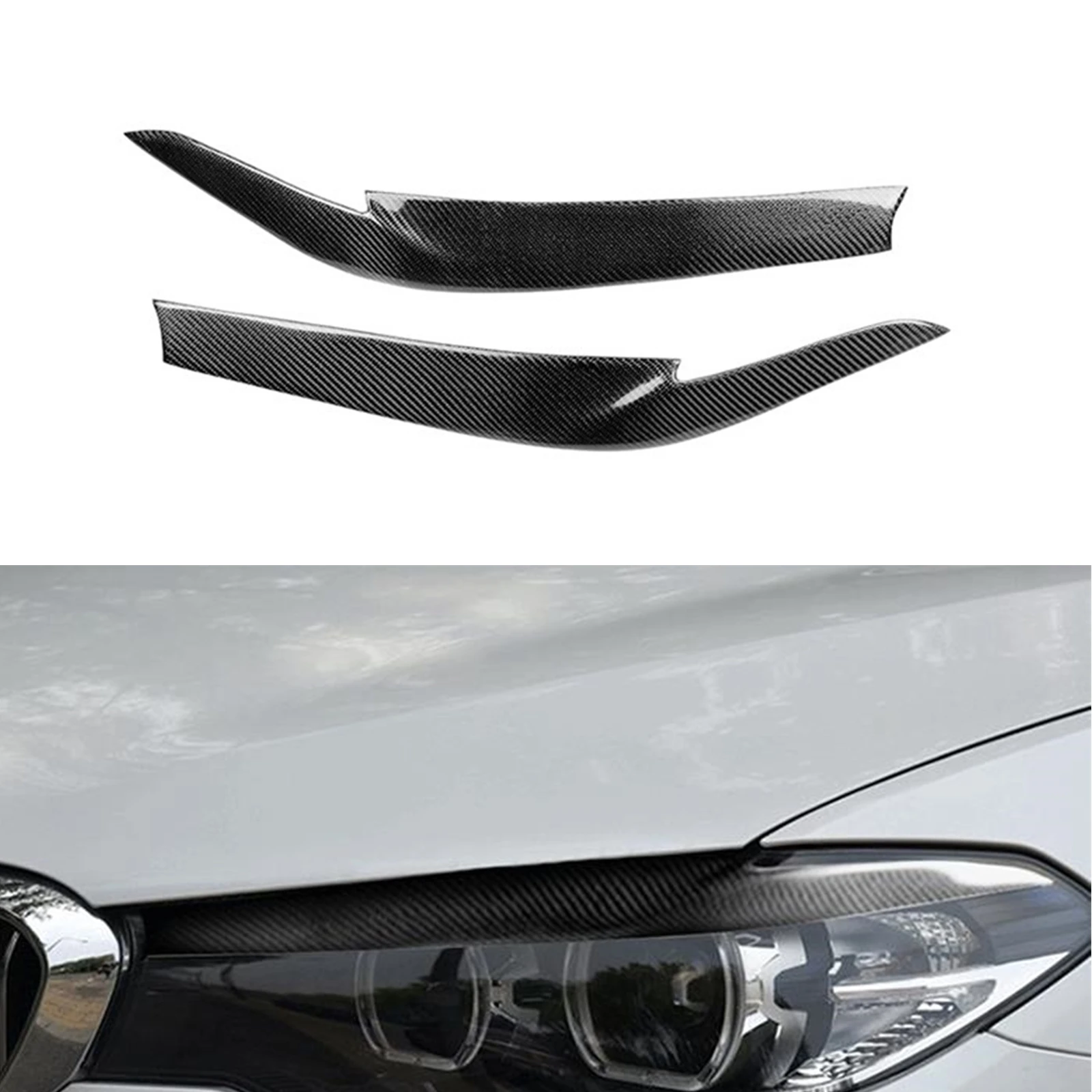 

Headlight Eyebrow Sticker Eyelid Front Head Lamp Cover Brow Carbon Fiber For BMW G30 G31 530i 540i M550i G38 520i 2017-2023