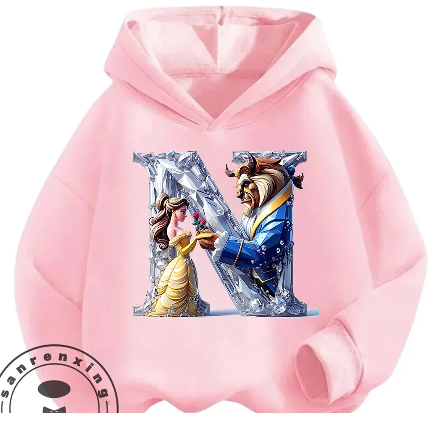 

Cool Casual Belle And Beast Hooded Sweatshirt For Boys Girls 3-14 Years Winter Leisure