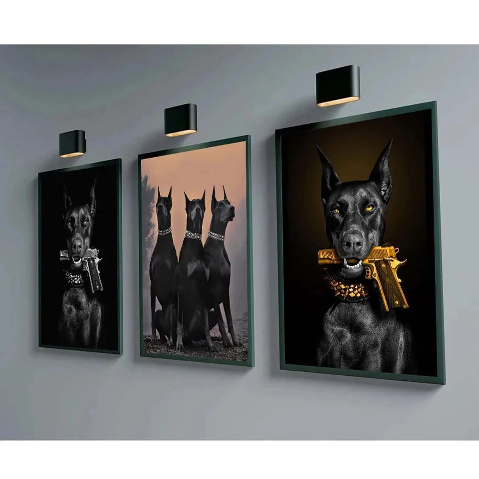 Diamond Painting New Collection 2024 Modern Fashion Black Doberman Dog Diy Full Mosaic Embroidery Cross Stitch Kit Home Decor