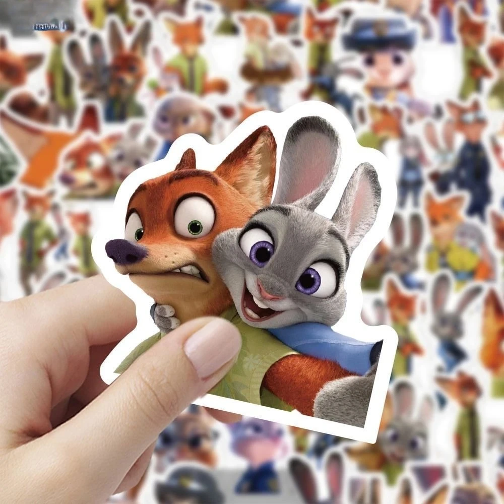 60 قطعة من ملصقات Zootopia، ديكور كرتوني لطيف جودي نيك، ملصقات مقاومة للماء DIY لحافظات الهاتف والمذكرات