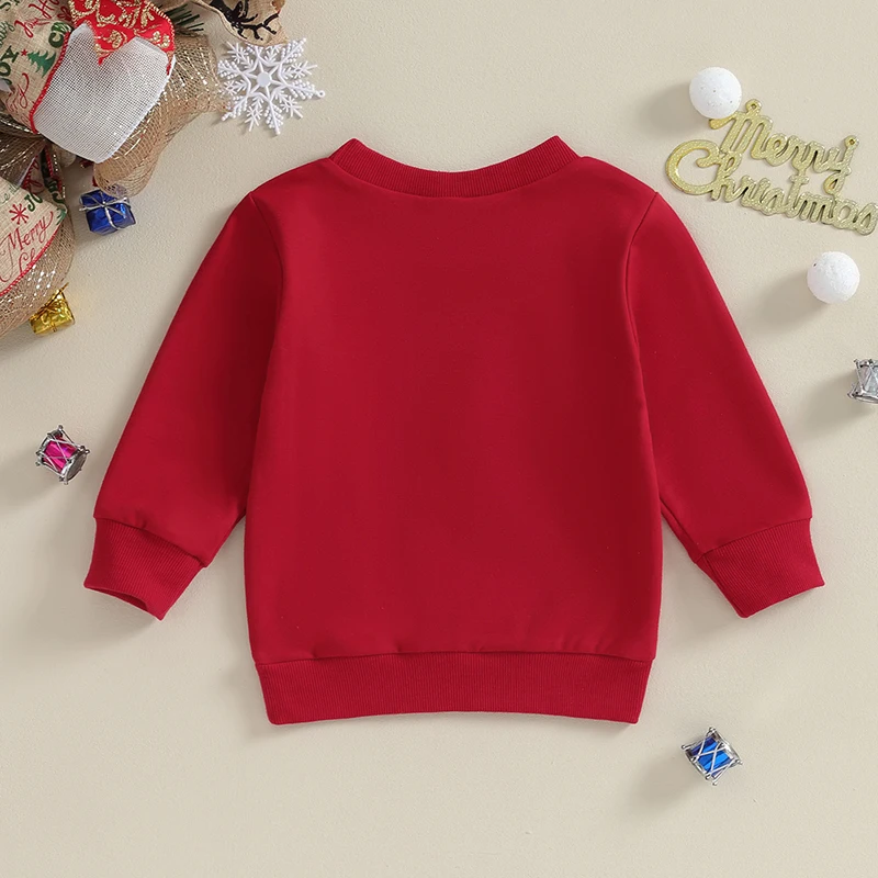 Little Girls Christmas Sweatshirts Long Sleeve Crewneck Letter Print Loose Fit Pullovers Spring Fall Casual Tops  6M-4Y