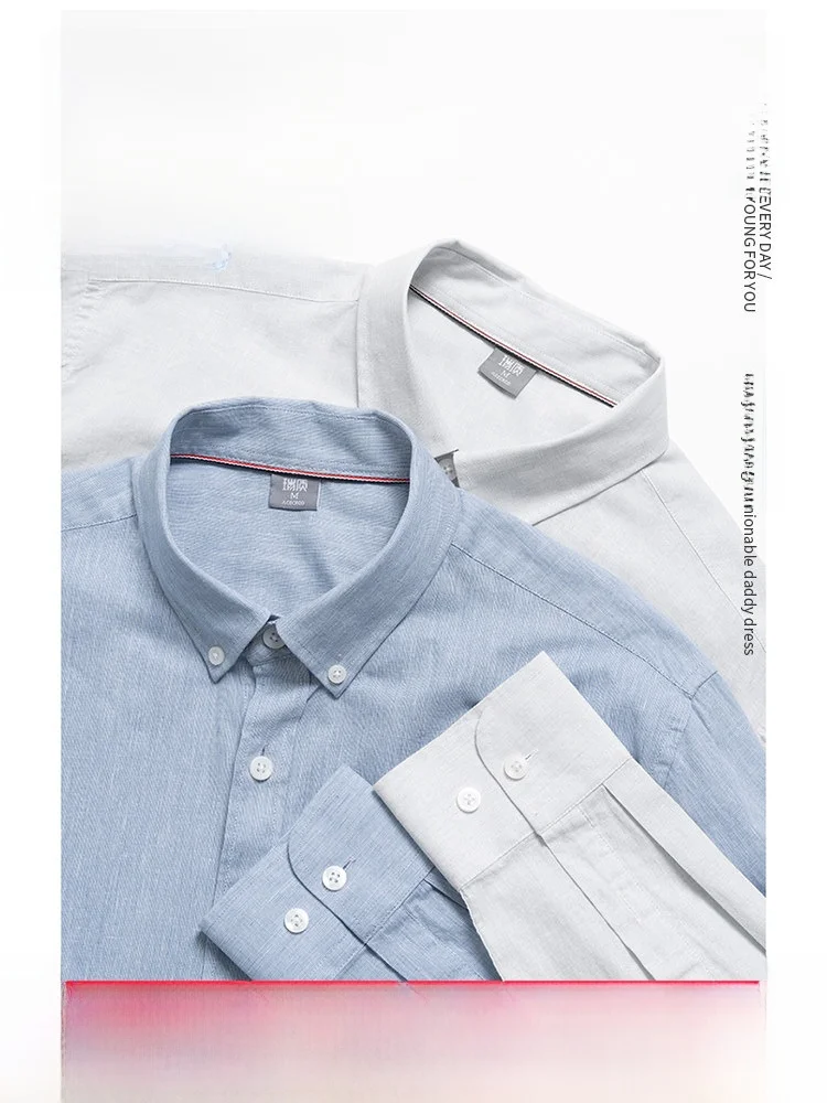 

Loose Fit Long Sleeve Cotton Linen Shirt Thin Summer Menswear for Middle-Aged And Elderly Breathable Fashion Urban Style