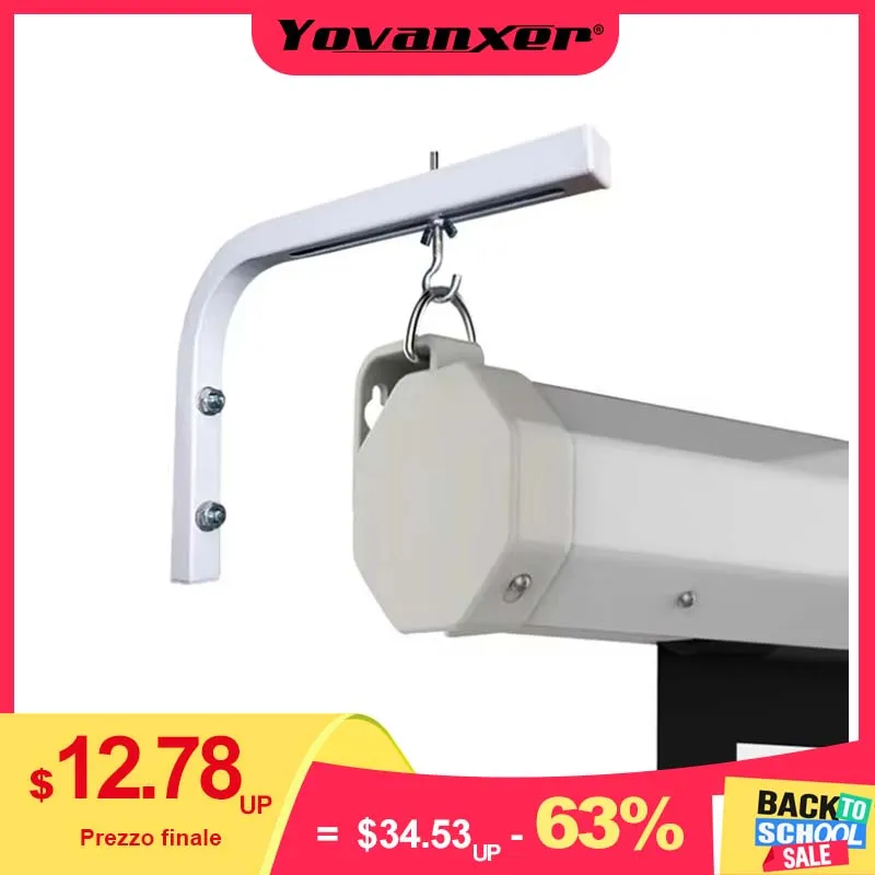 Adjustable 90 Degrees Bracket Projection Screen Hanger for HD Projector - Wall/Ceiling Mount L Shape Holder for Curtain