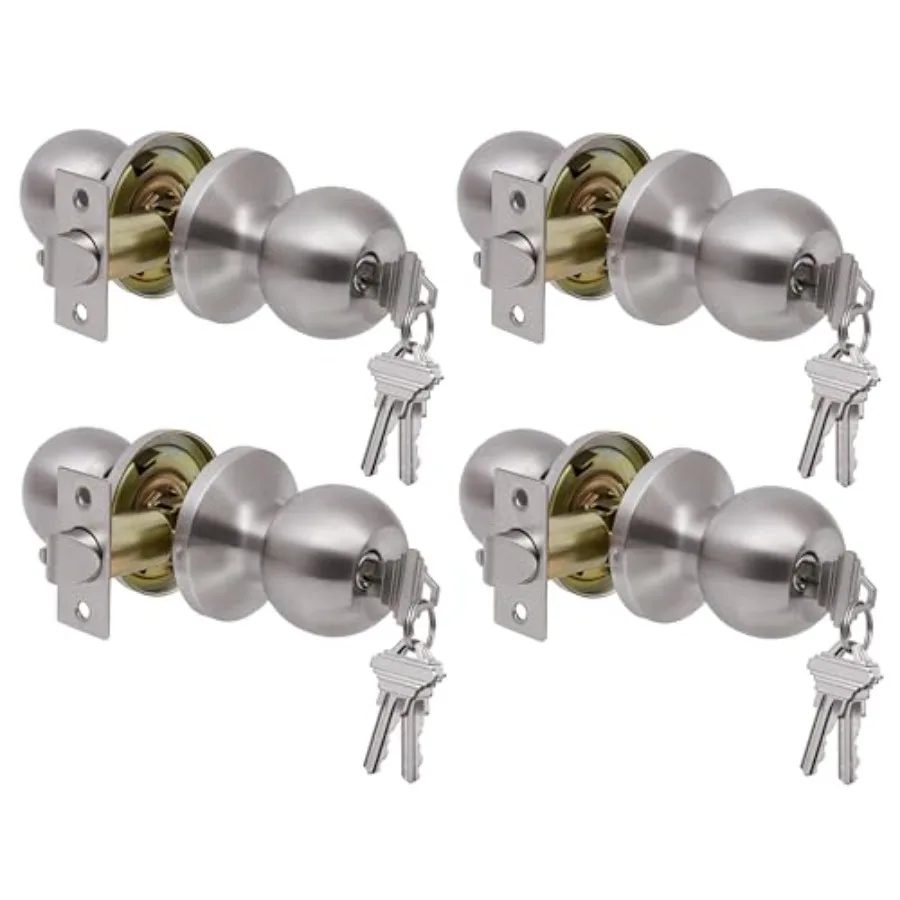 

Door Knobs with Lock and Key, All Keyed Same Entry Door Knob, Exterior and Interior Door Lock, Door Handle