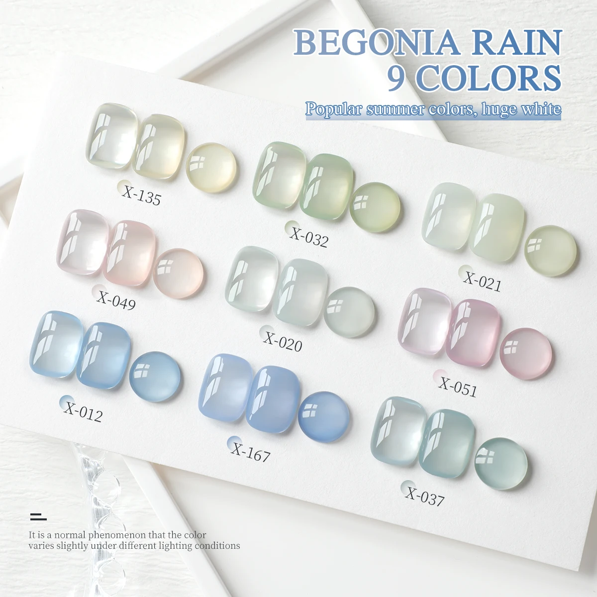 

XEIJAYI Light Rain Begonia 9pcs/set-High Saturation Long-lasting and Color locking Exclusive Shades for Professional Manicurists