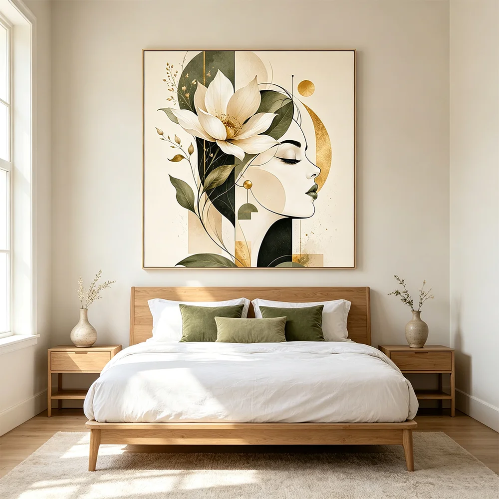 Boho Geometric Botanical Woman Art Series Poster Print Canvas Picture Home for Living Room Bedroom Wall Decor Frameless Painting