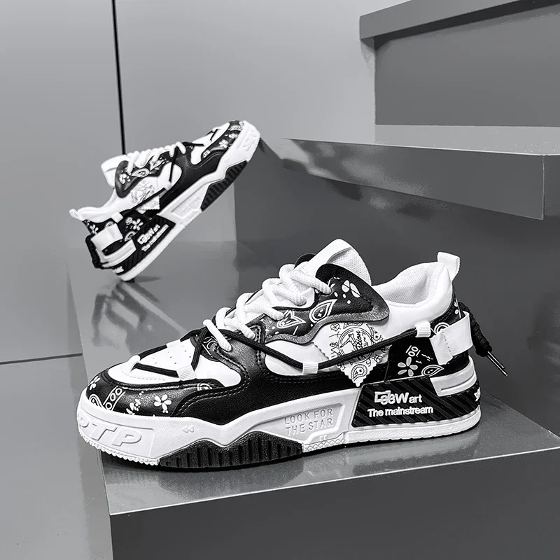 

Мужская обувь, новинка 2025, летняя повседневная обувь для доски, спортивная обувь для хлеба на толстой подошве, нескользящая износостойкая повседневная обувь