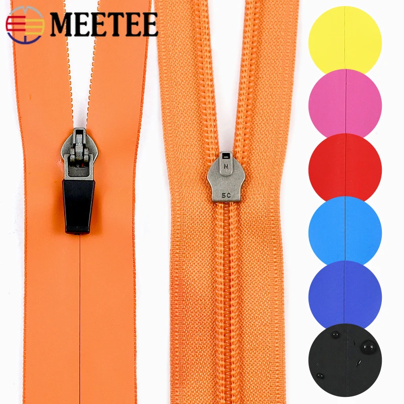 

2/5M 3#5# Nylon Zipper with Zip Puller Waterproof Zips for Raincoat Tent Clothing Decor Zippers Repair Kit DIY Sewing Accessory