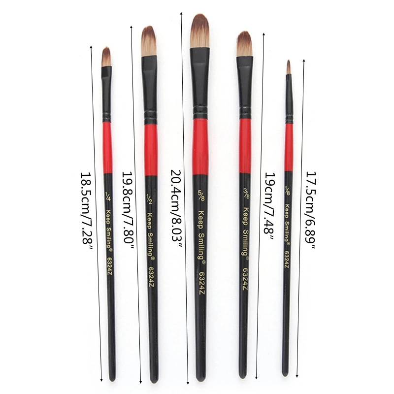 5 Pcs Paint Brush Set Nylon Hair Watercolor Brushes Round Pointed Tip Paintbrushes Professional Painting