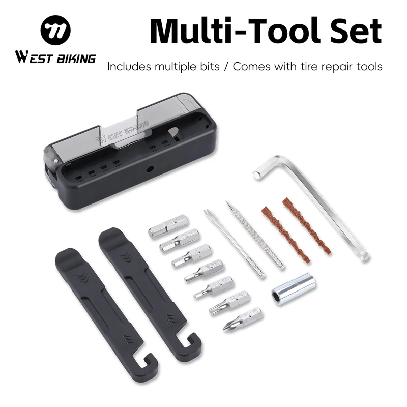 

WEST BIKING Multi-function Wrench Tool Kit 14 In 1 Compact Portable Wrench Tire Repair Tool Set Lightweight Bike Accessories
