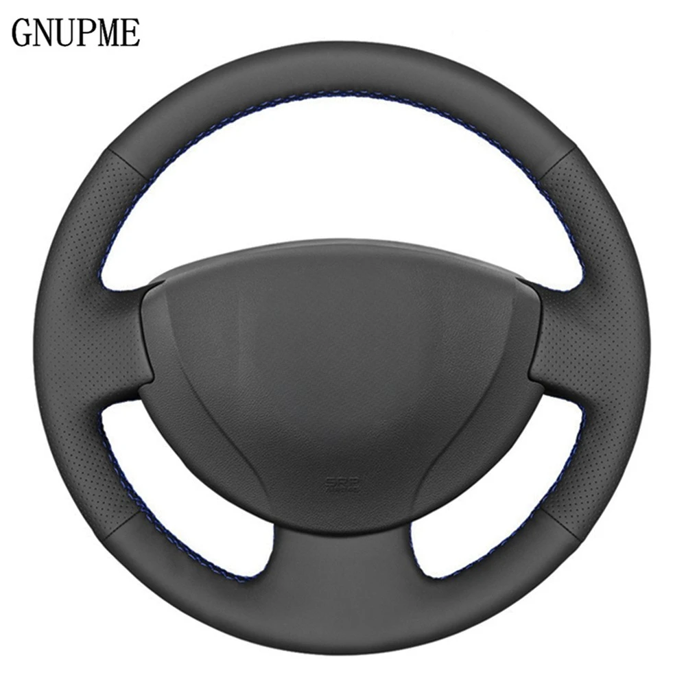 Black Artificia Leather Car Steering Wheel Cover for Renault Logan 1 Sandero Symbol Clio Twingo Lada Largus Nissan Almera G15