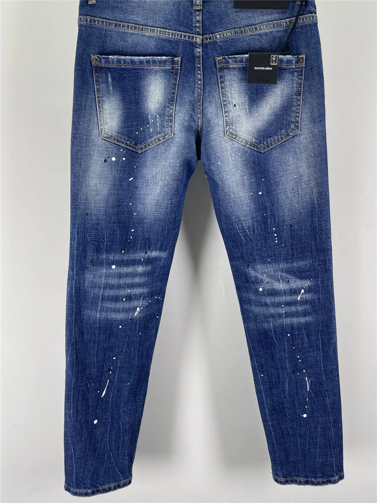 

2025 autumn and winter new fashion men's washed casual dark blue slim fashion men's all-match jeans men