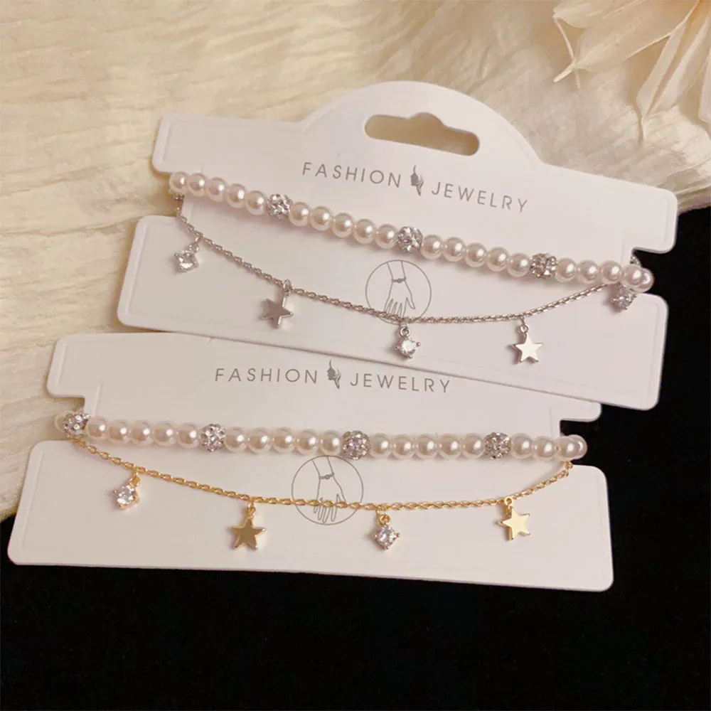 Doppellagiges Perlenketten-Armband mit Zirkon-Stern-Quasten-Anhänger für Damen, Hochzeit, Bohemia, edler Schmuck, leichte Luxus-Accessoires