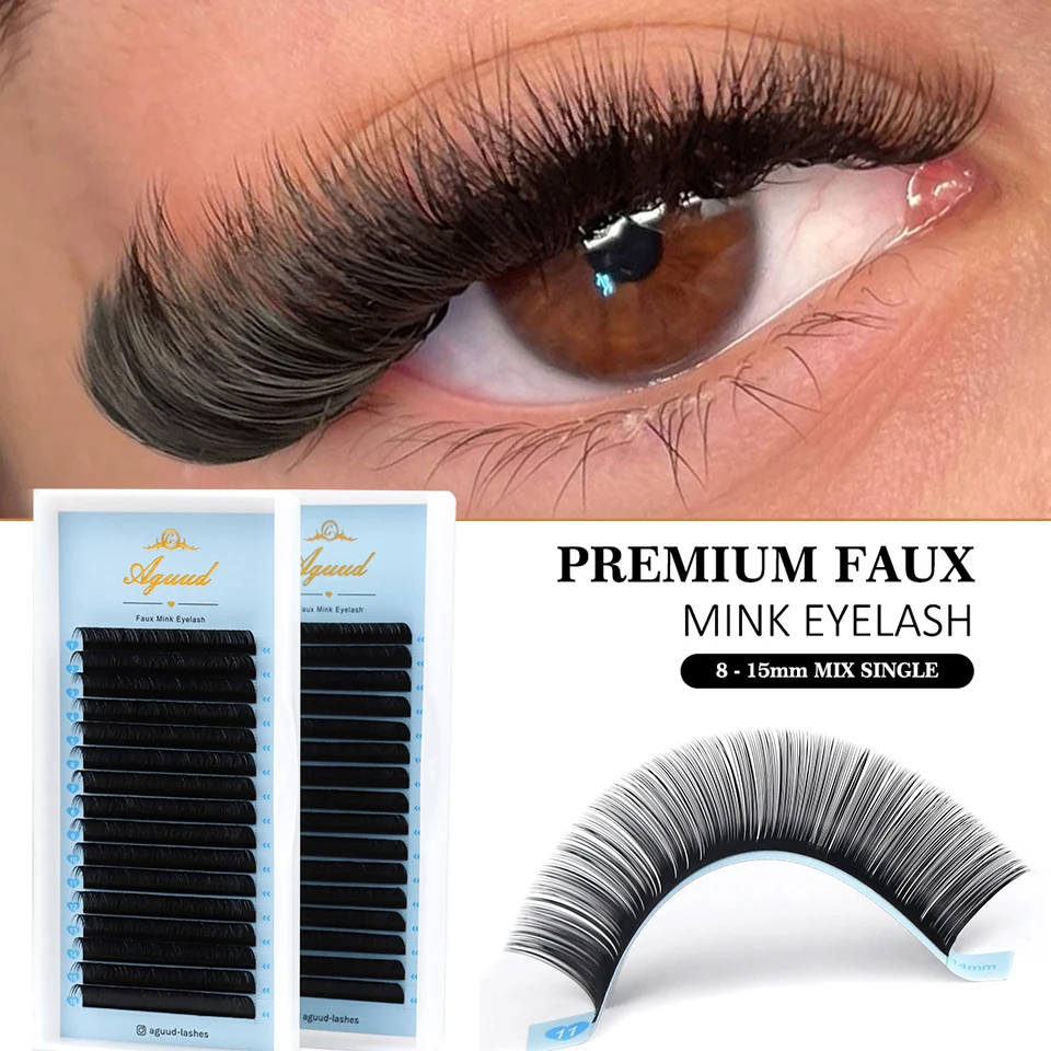 

AGUUD Faux Mink Individual Eyelashes Extensions 5-25mm Regular Classic Lashes Russian Volume Lash For Professional Makeup Cilios