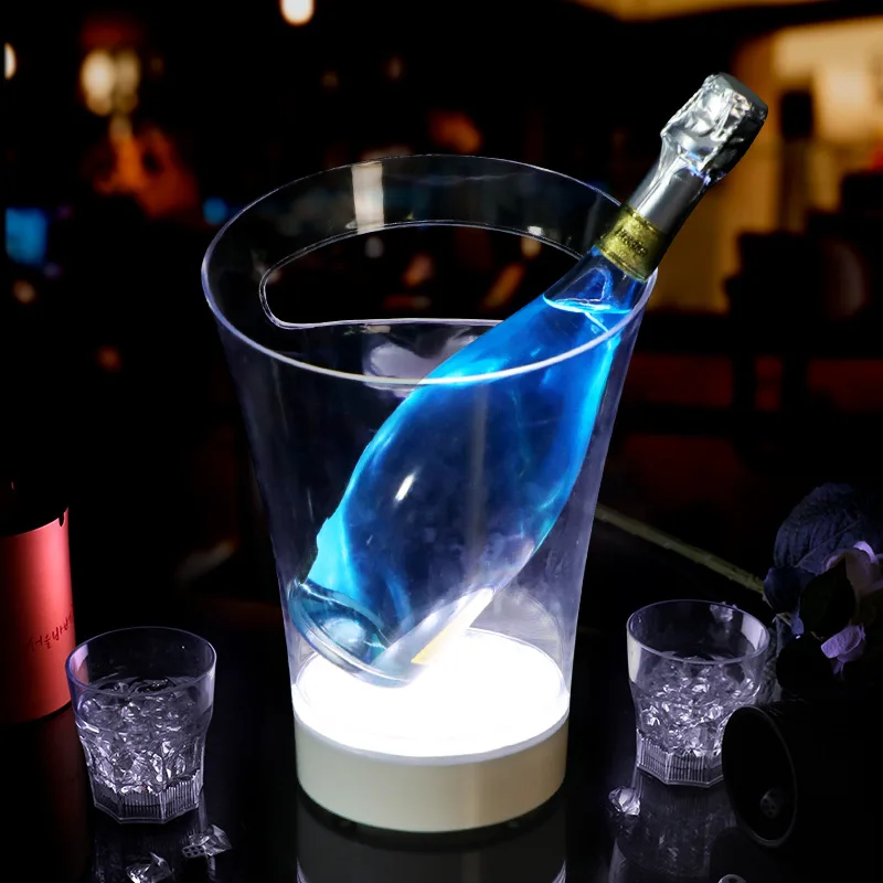 

LED bar luminous ice bucket creative ktv small oblique bill of lading support champagne bucket foreign wine bucket ice beer ice