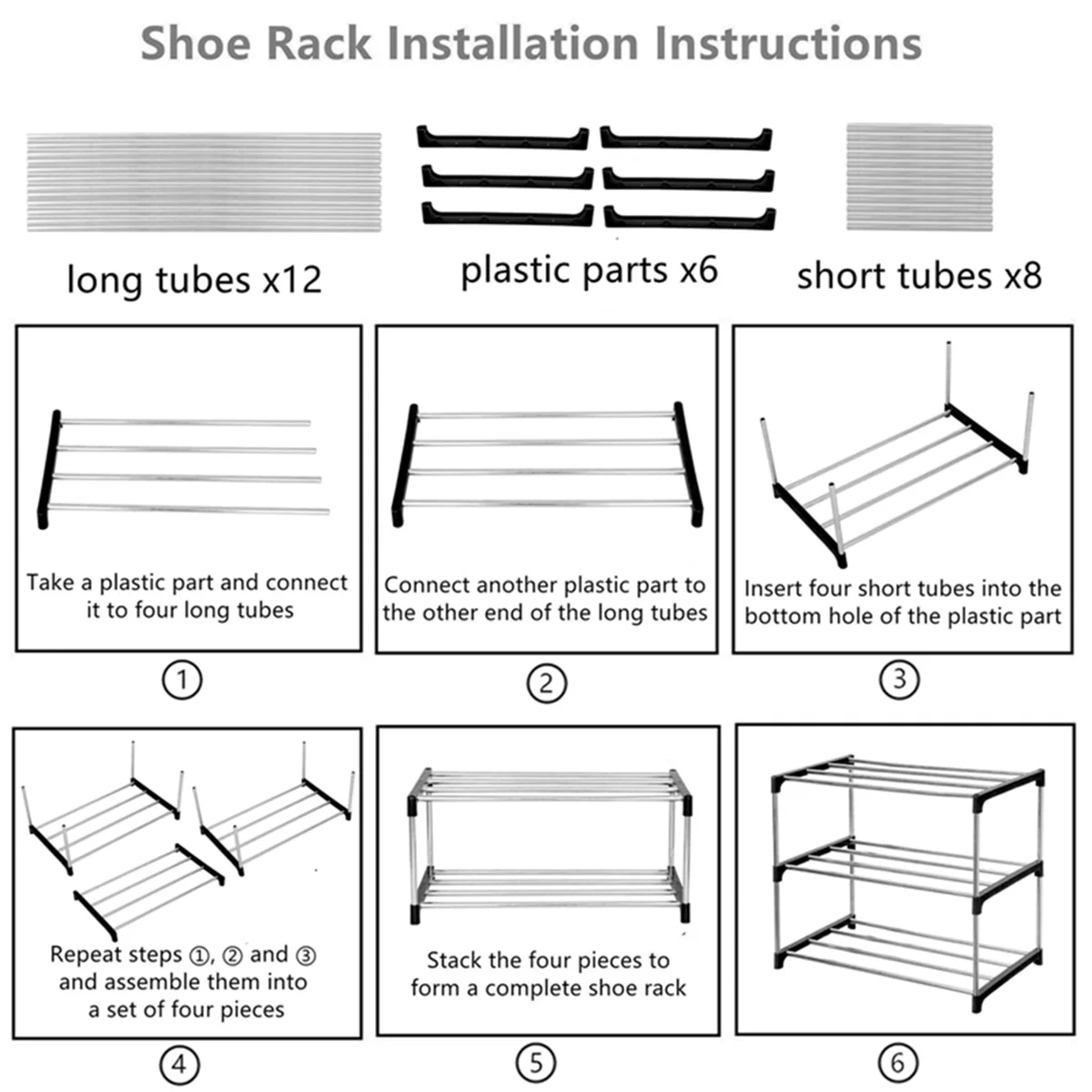 Stackable Small Shoe Rack, Entryway, Hallway and Closet Space Saving Storage and Organization (5-Tier, Black)