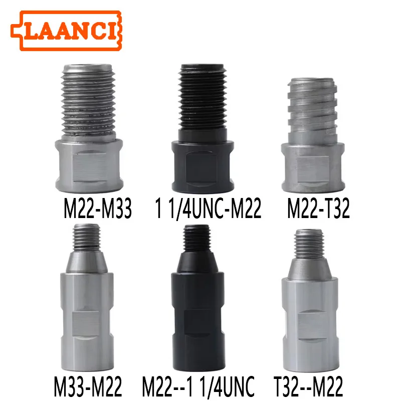 LAANCI Diamond Core Drill Bits Thread Adapter M22 M33 T32 1 1/4-7UNC Thread Adapter Diamond Drill Bit Connection Convertor