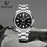 BENYAR brand Mechanical  Automatic Wristwatch 100m Waterproof  Watches calendar Sports Stainless Steel Luminous Watch for Men