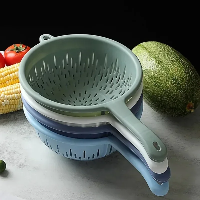 

New Sink Water Filter Kitchen Drainer Basket Plastic Washing Colander Strainer Food Handle Fruit Draining Bowl Vegetables