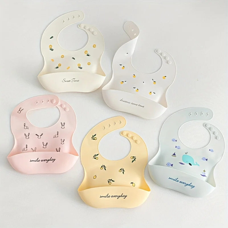 

Silicone bib for baby, cute and simple style, suitable for both male and female babies, comfortable feeding bib, newborn gift