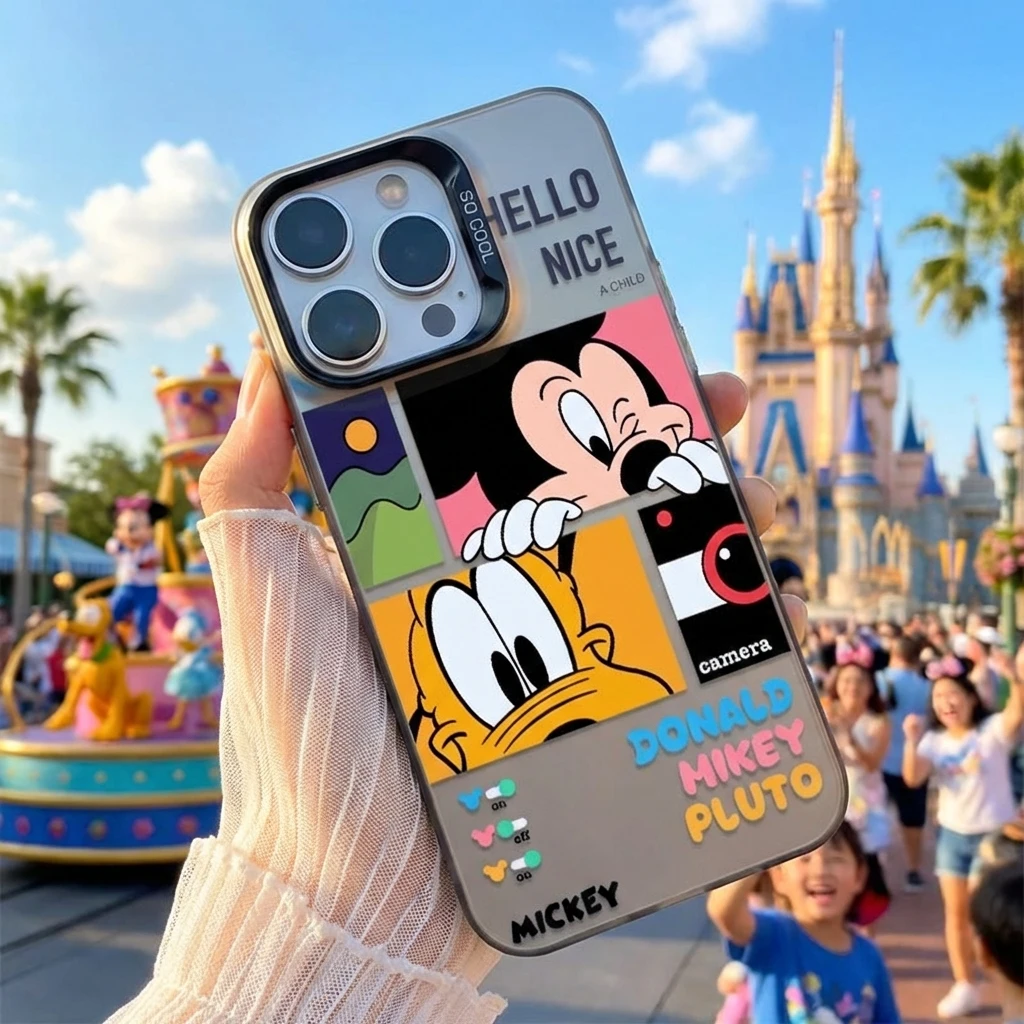 

17 Pro Max Phone Case Compatible with iPhone 16 Plus 15 14 13 Mickey Mouse Puzzle Colorful Silver MD Protective Cover