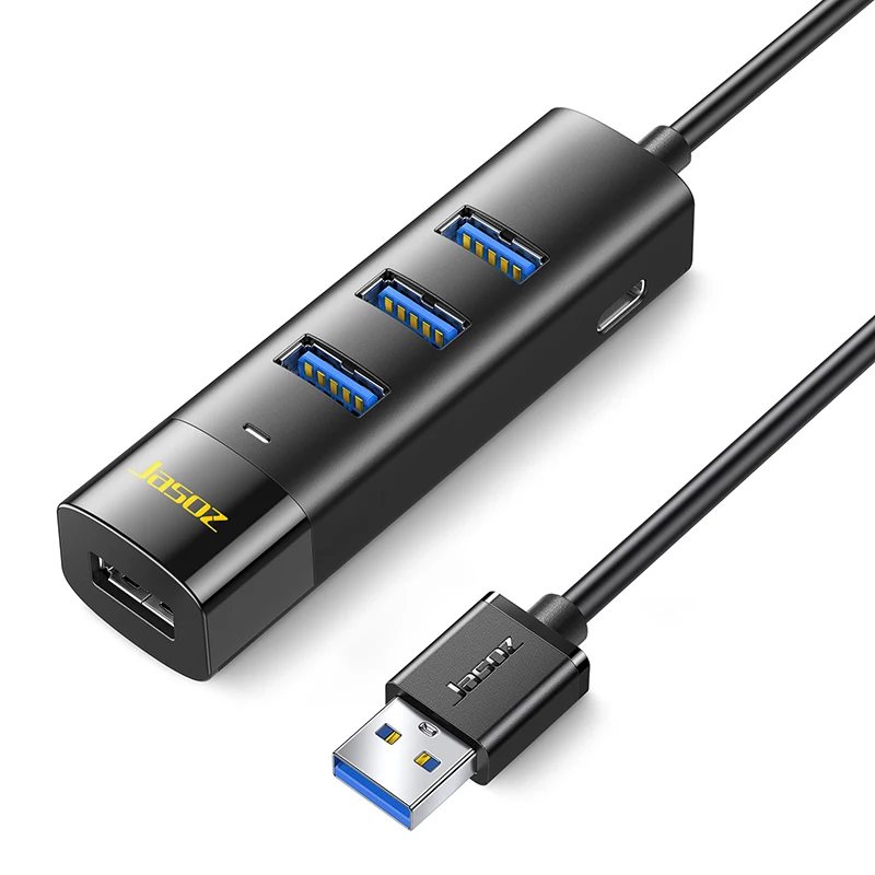 Jasoz USB 3.0 HUB Hoge Snelheid 4 Poorten USB-A Type-C naar USB 3.0 Hub Splitter Multiport Adapter voor Laptop PC MacBook Pro USB C Hub