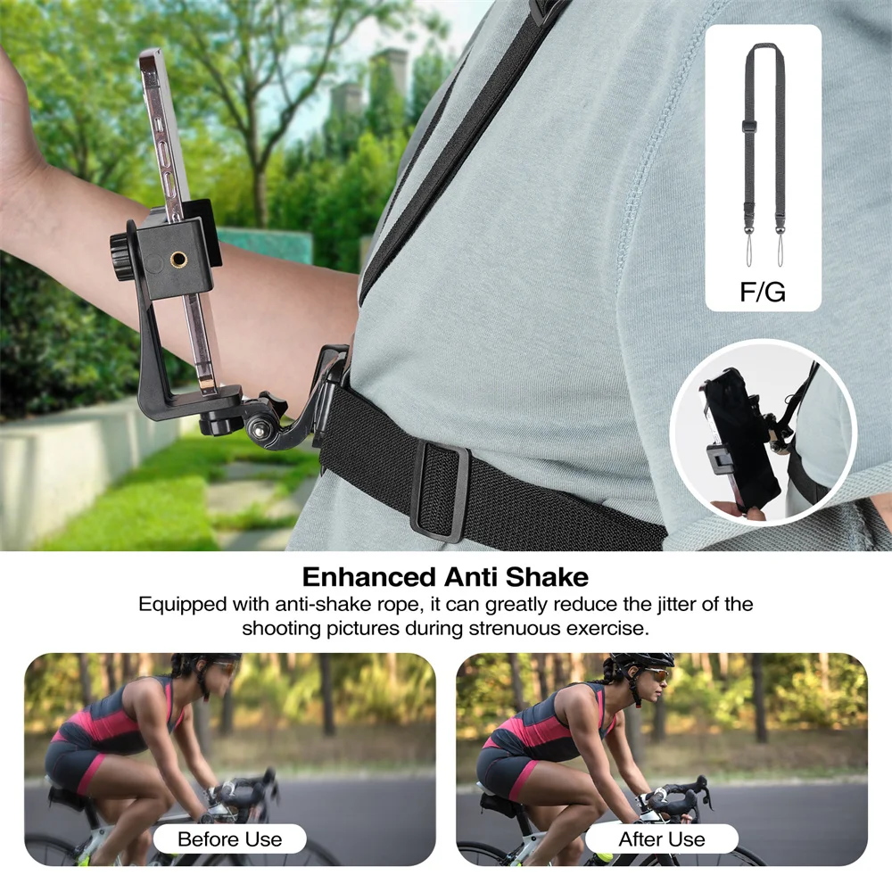 Phone Chest Mount with Universal Phone Holder Clip for Vlog Hands-Free Smartphone Chest Mount with Lanyard for Shooting