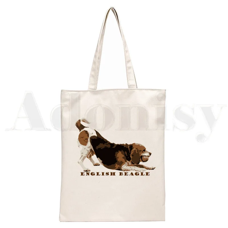 Lustige Beagle-Hund-Tasche mit Tiermotiv, Neues Kunstwerk auf Leinwand, Einfacher Druck, Picknicktasche für Mädchen, Lässiger Alltagsgebrauch