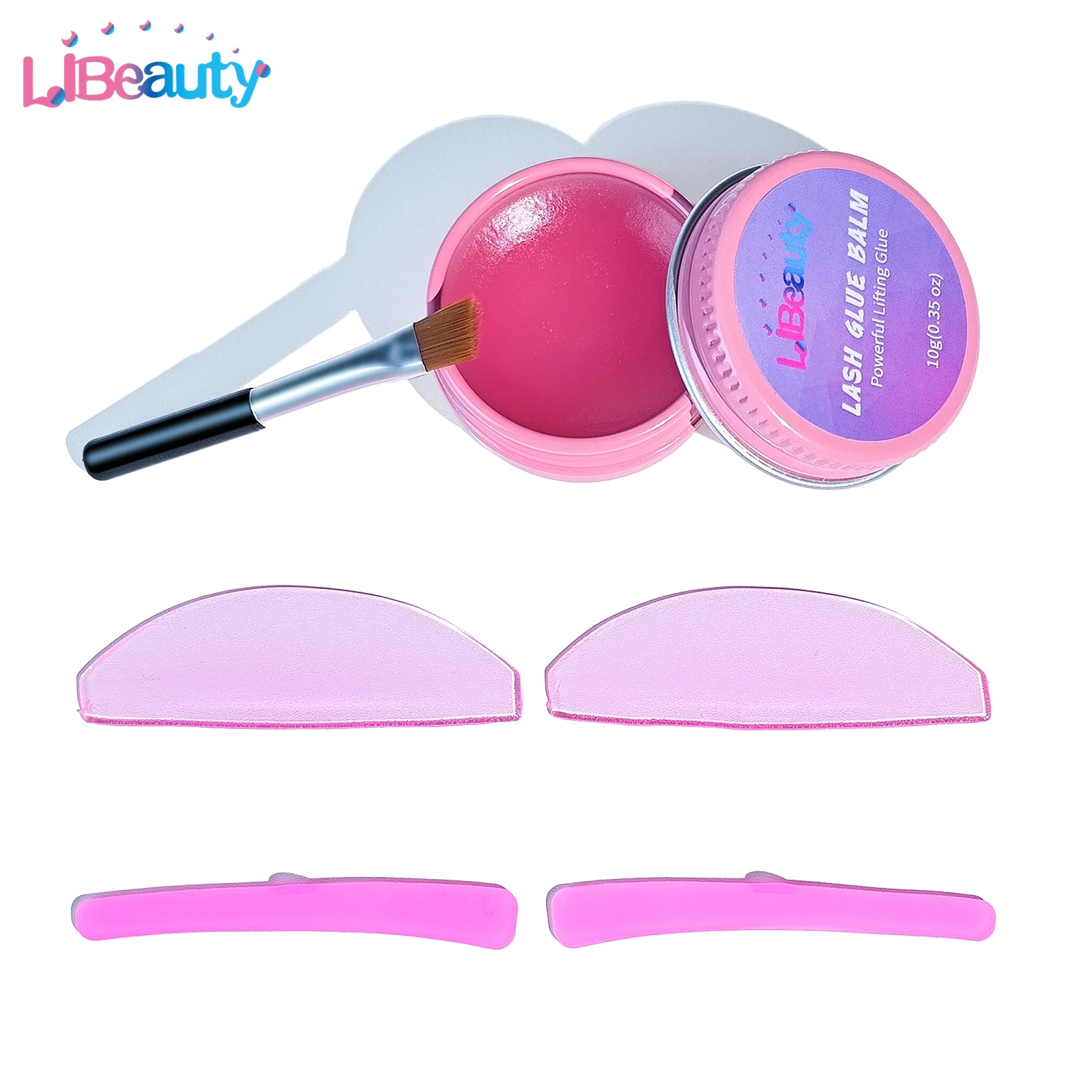 Libeauty 3Pcs Lash Lift Glue Balm & Korean Flat Shields Kit with Lash Lift Ribbon 1mm Ultra Thin Soften Pad Strong Adhesive Balm