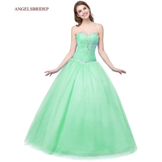 Angelsbridep Sweetheart คริสตัล Quinceanera เดรส Vestidos De 15 Anos Princess Birthday Party ชุดรัดตัวร้อนขาย