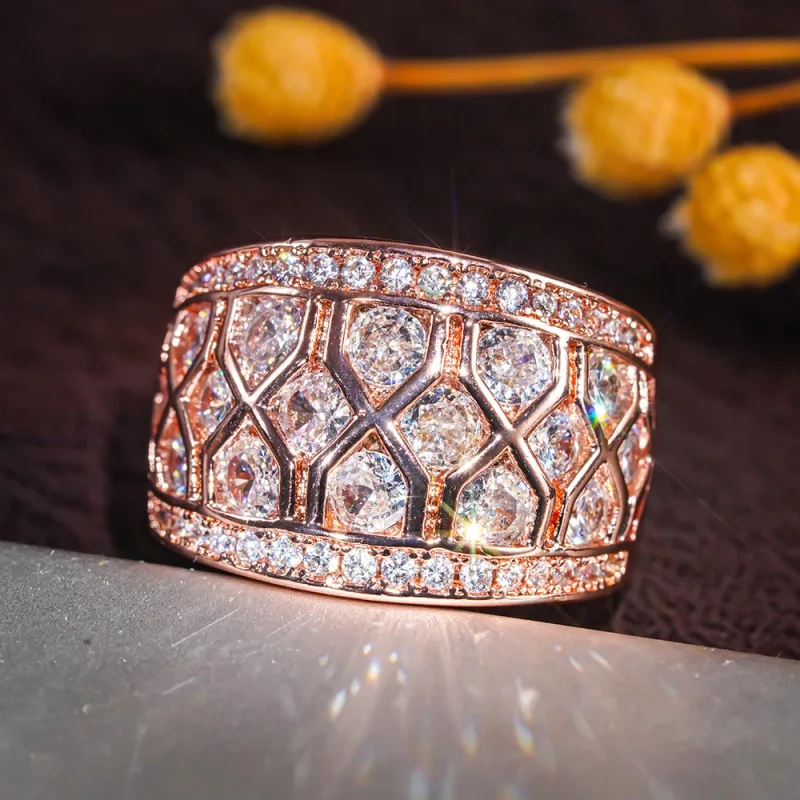 CAOSHI Classic Elegant Three Color Available Rings Shiny CZ Stone Finger Accessories for Women Dazzling Engagement Jewelry Gifts