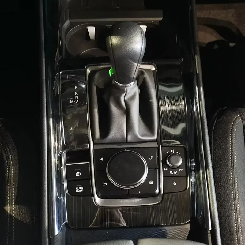 

For Mazda CX50 CX-50 2023 2024 LHD Inner Accessories Steel Black Brush Central Control Gear Shift Panel Decoration Cover Trim