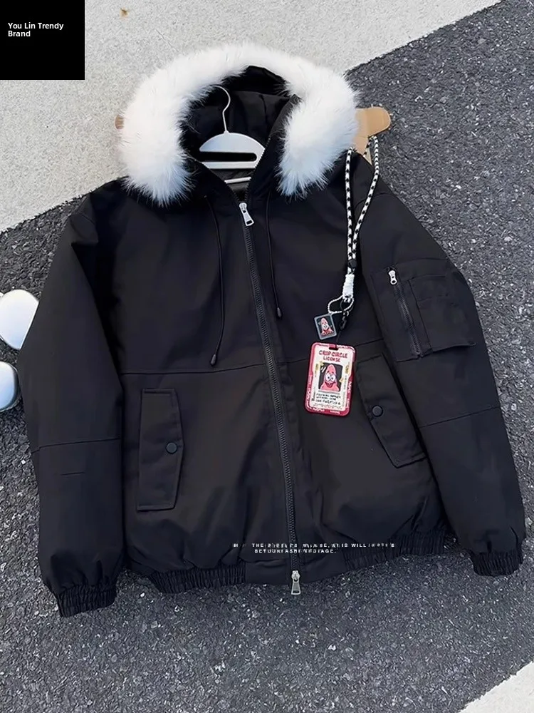 

Bla Hooded Parka Cotton Jaet Men's Winter Warmth Tee-Proof Faion Workwear Coat Stand Fit Youth Daily Wear Zipper C...