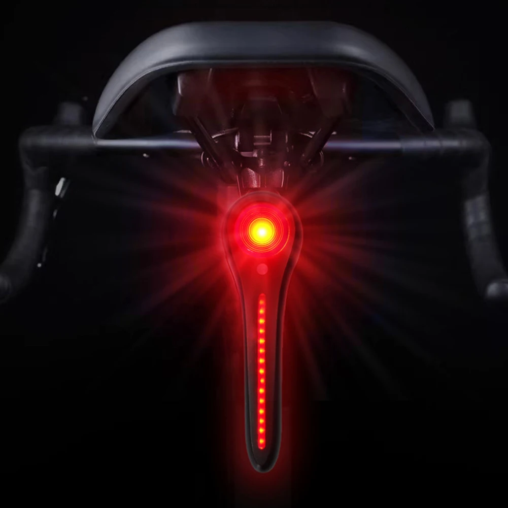 USB Rechargeable LED Bike Tail Light 10 Modes Bicycle Tail Light Waterproof Brake Sensing Rear Lights Cycling Safety Accessories