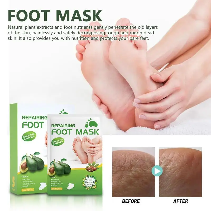 

Foot Peeling Masque Peel Foot Cover Peeling Masques Callus Remover 5 Pairs Foot Spa Masque Repairing Foot Peel Avocado Masque