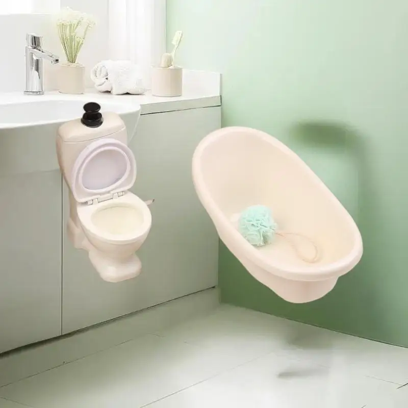 مجموعة مصغرة لبيت الدمى لخزانة حوض الاستحمام 1/12، مثالية لحمام بيت الدمى.