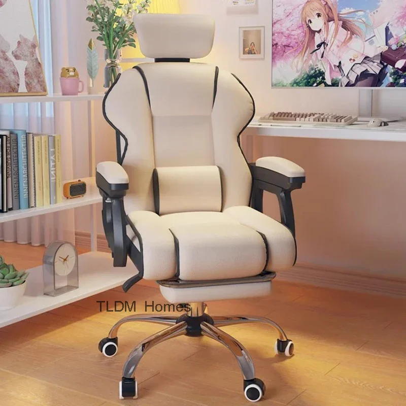 Minimalist Ergonomic Office Chair Comfy Pillow Premium Aesthetic Gaming Chair Mobile Footrest Silla Gaming Furniture