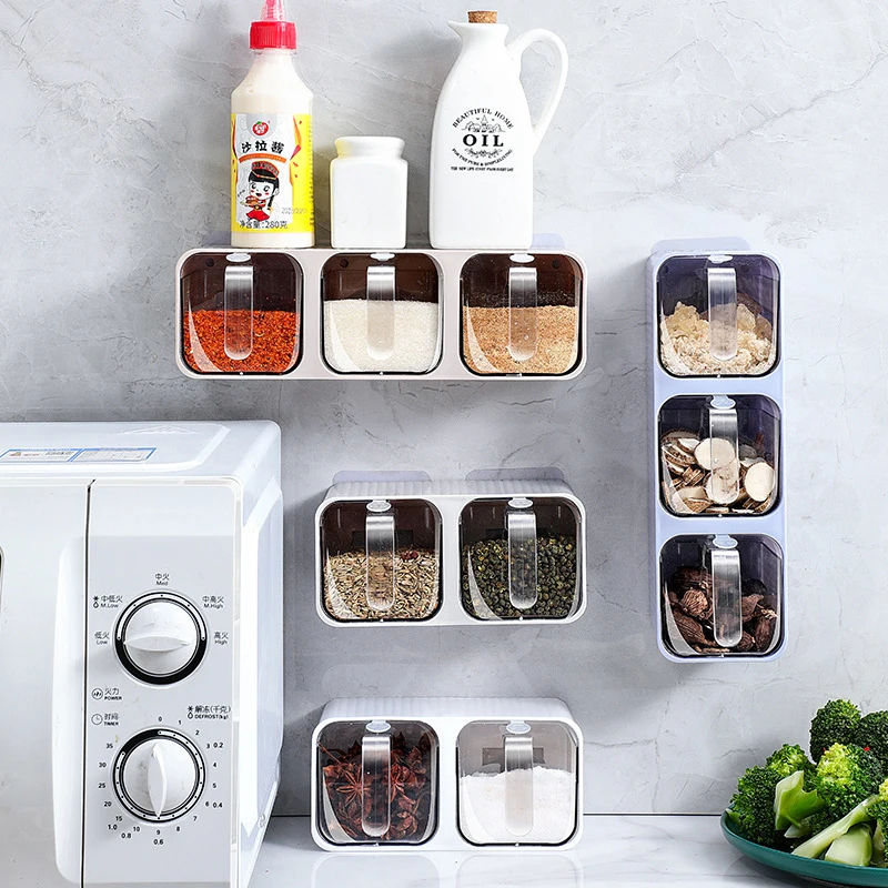 Seasoning Box Kitchen Supplies Wall-mounted Seasoning Storage Monosodium Glutamate Salt Jar Household Seasoning Jar