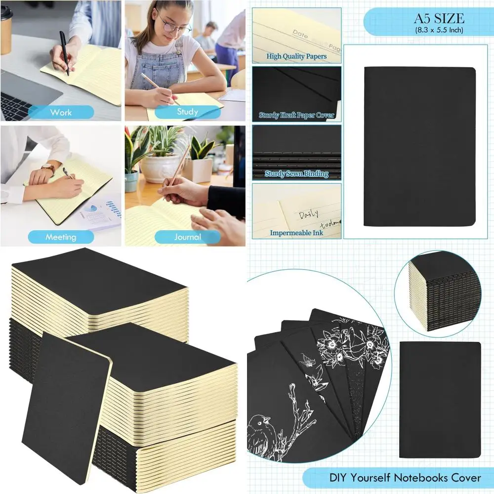 

Блокноты-журналы A5 Kraft, мягкая обложка на 72 страницы, с подкладкой, идеально подходят для путешествий, учебы и офиса