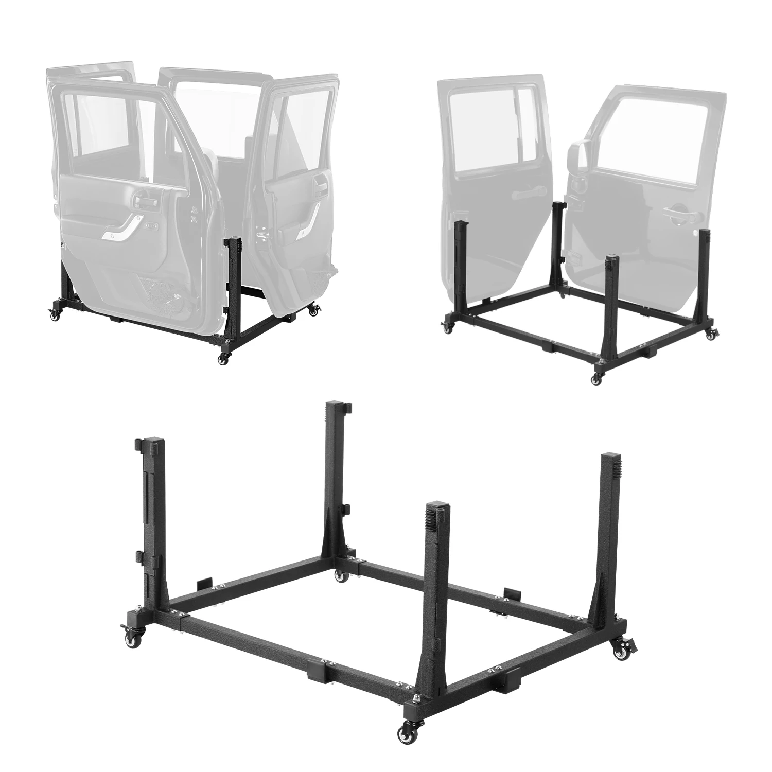 

VEVOR Jeep Door Storage Cart, 4 Doors Moveable Storage Cart Rack Car Door Holder Cart Fit for Jeep Wrangler JK JL/Gladiator JT