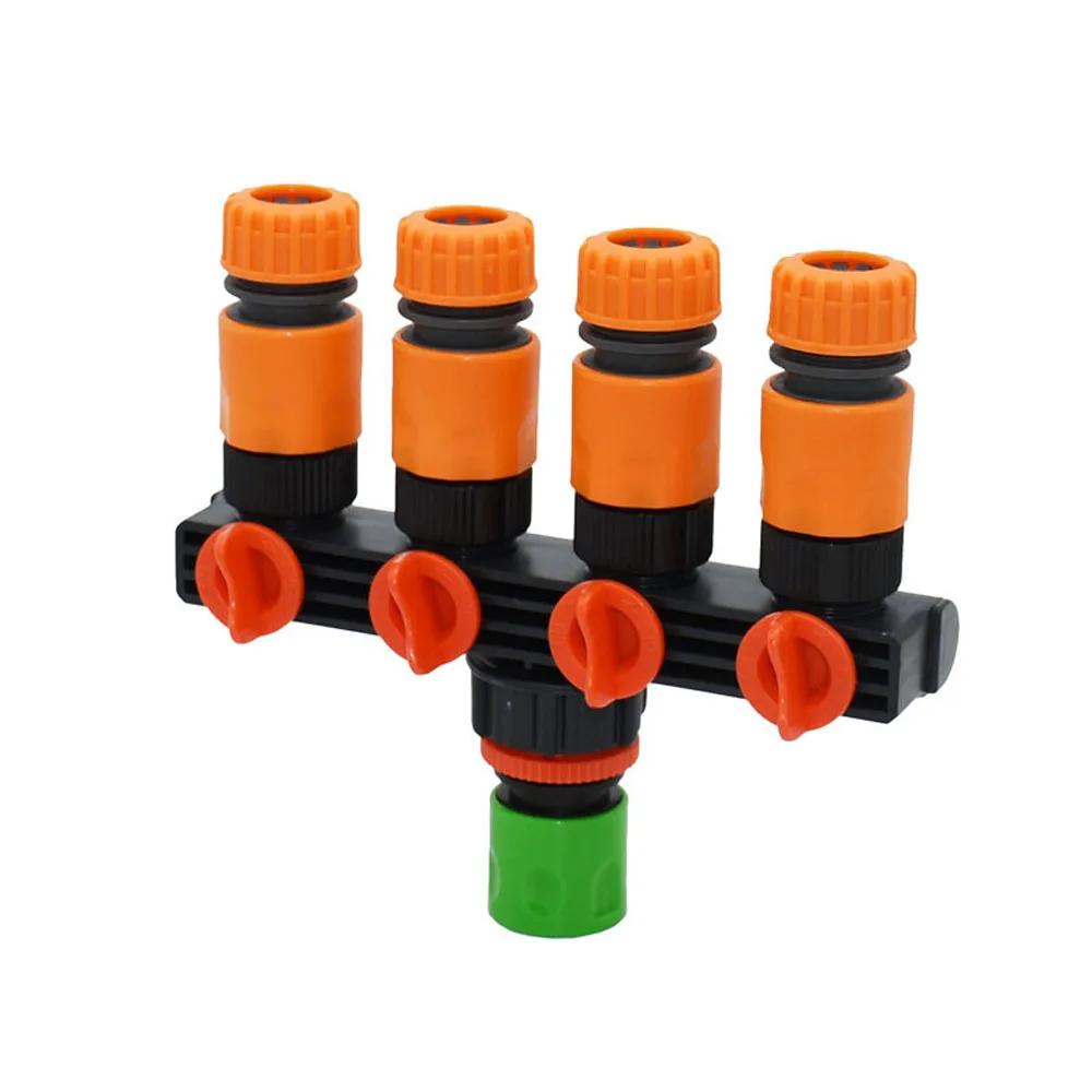 Irrigation 1/2 Hose 4 Way Tap Garden Tap Quick Connector Female Thread 3/4 1 Inch 4 Way Splitter Adapter 1Set