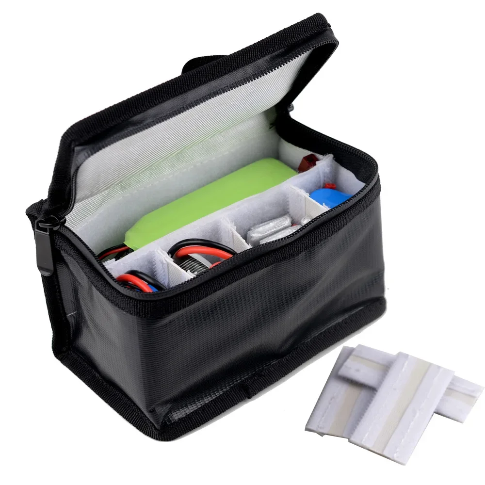 FPV Drone Lipo Battery Safety Explosion Proof Bag 155x90x115mm Fireproof Flame Retardant Handheld Storage Bag Detachable