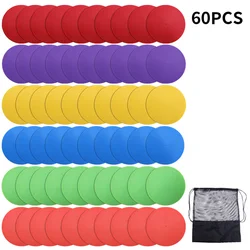 60pcs 12cm Soccer Training Flat Marking Mats Training Obstacles Tennis Landmark Mats with Square Mesh Pockets