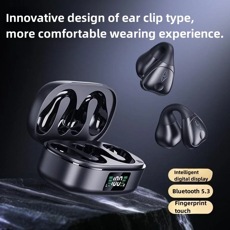 T60 TWS Wireless Bluetooth 5.3 Headset Innovative Ear Clip Earphones Hands Free Sports Earbuds Fashionable Earpieces