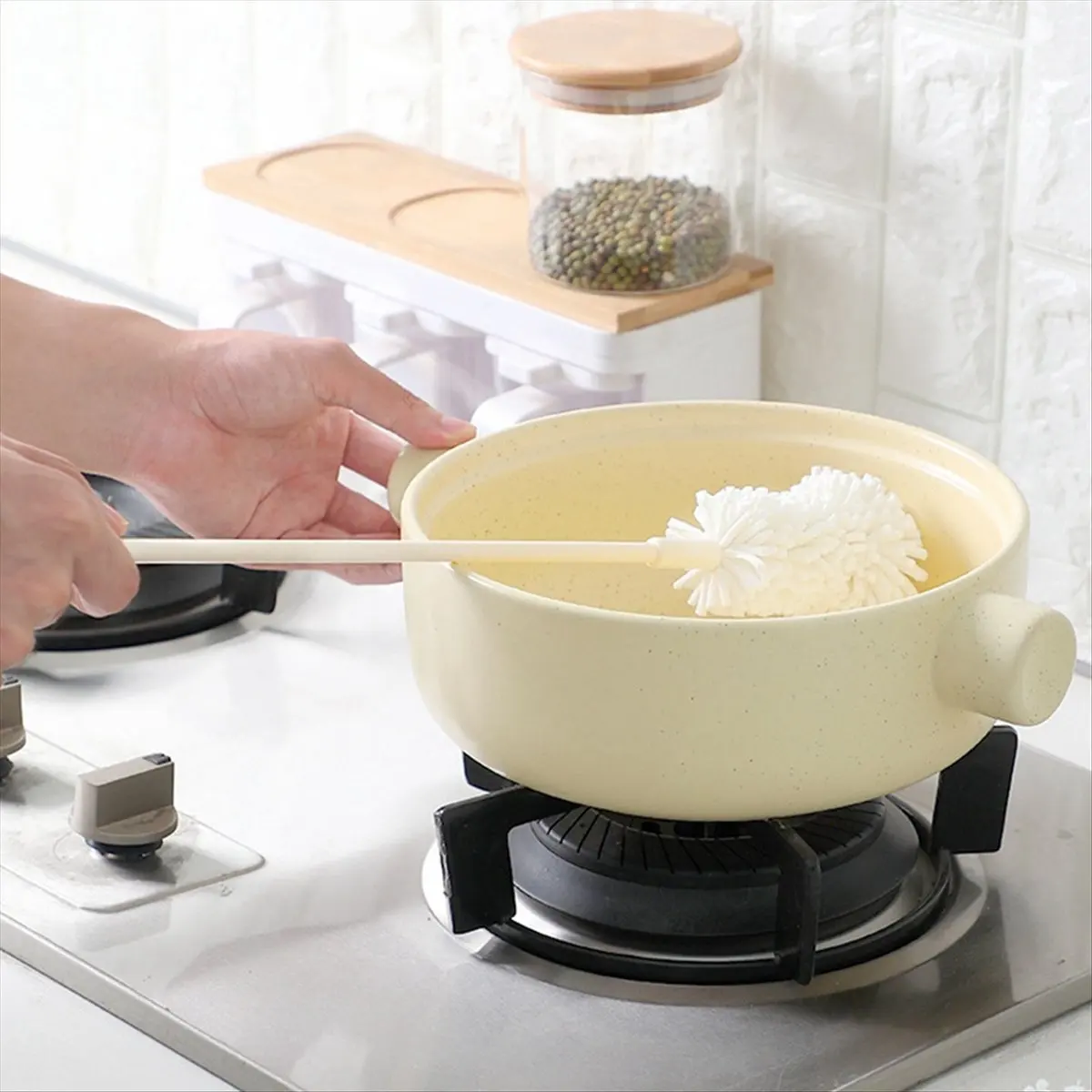 A45I Sponge Brush Short Handle Cup Scrubber Cleaner Kitchen Cleaning Tool Bottle