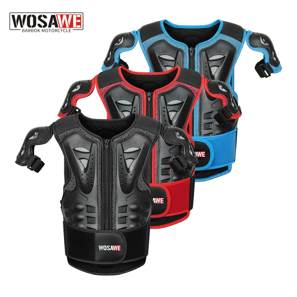 

WOSAWE Kids Motocross waistcoat Motorcycle Chest Back shoulder Armor Child Protective gear Racing Drop resistant Body armour