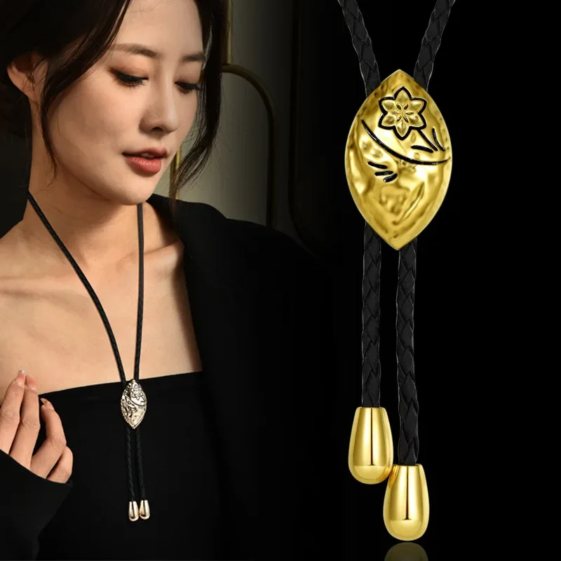 

Japan and Korea Business Decoration Personality Geometric Poirot Tie Men's Wedding Shirt Women's Neck Knot Pull Necklace Jewelry