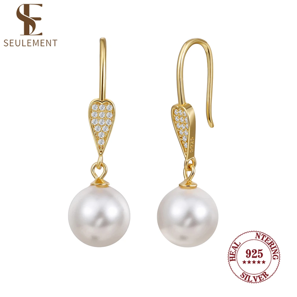 

Seulement 925 Sterling Silver Pearl Pendant Earrings for Women Girls Wedding Dating Engagement Jewelry Accessory Hot Sale